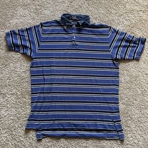 Vintage Polo Ralph Lauren Polo Denim Collar Men's XL Blue Multi Striped